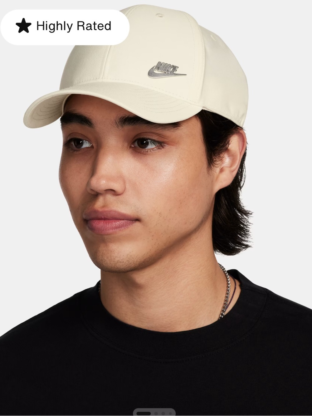 Nike UNISEX Dri-FIT Club Structured Metal Logo Cap- coconut milk/metallic silver